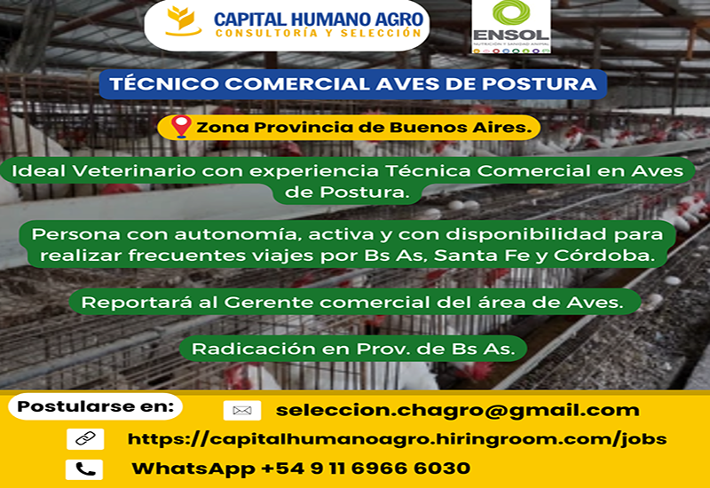 Técnico Comercial Aves de Pastura - Zona Pcia. de Buenos Aires